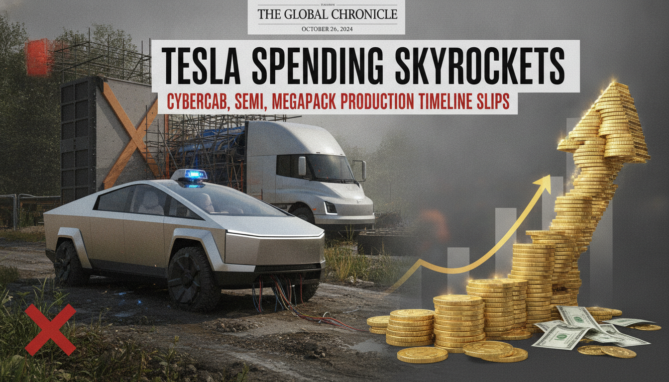 Tesla spending skyrockets as Cybercab, Semi, Megapack production timeline slips