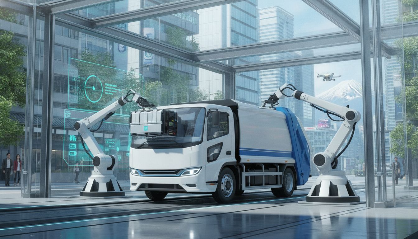Isuzu, Elektrikli Çöp Kamyonları İçin 3 Dakikalık Batarya Değişim Teknolojisini Test Ediyor