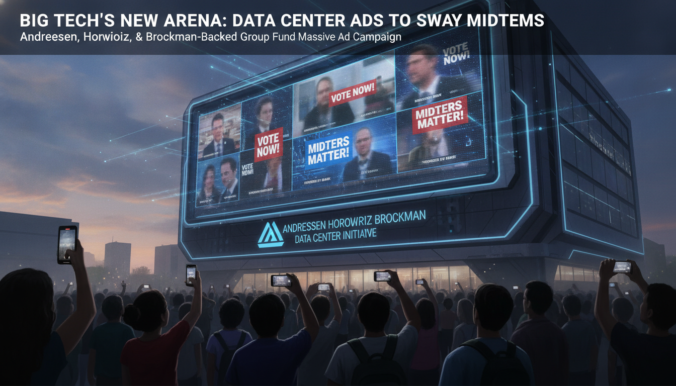 A group funded by Andreessen, Horowitz, and Brockman plans data center ads to sway midterms