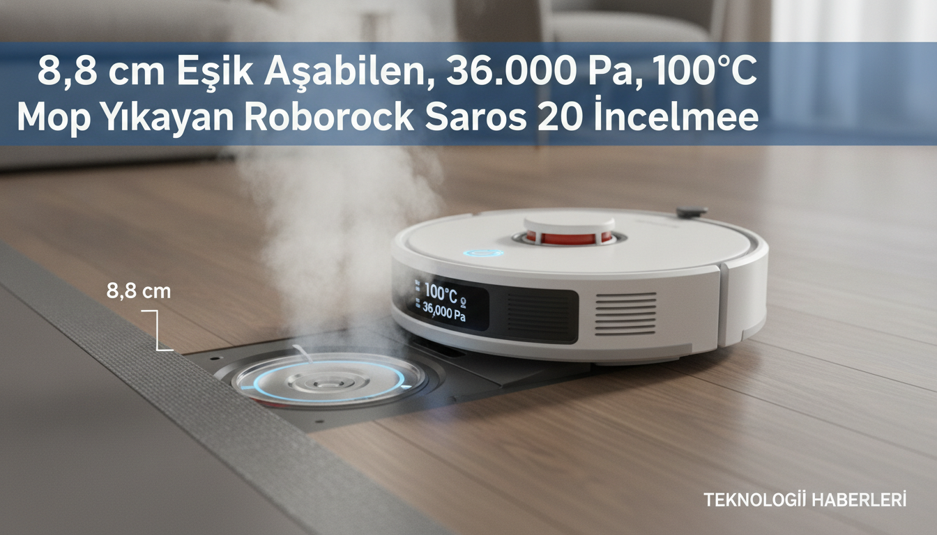8,8 cm Eşik Aşabilen, 36.000 Pa, 100°C Mop Yıkayan Roborock Saros 20 İnceleme