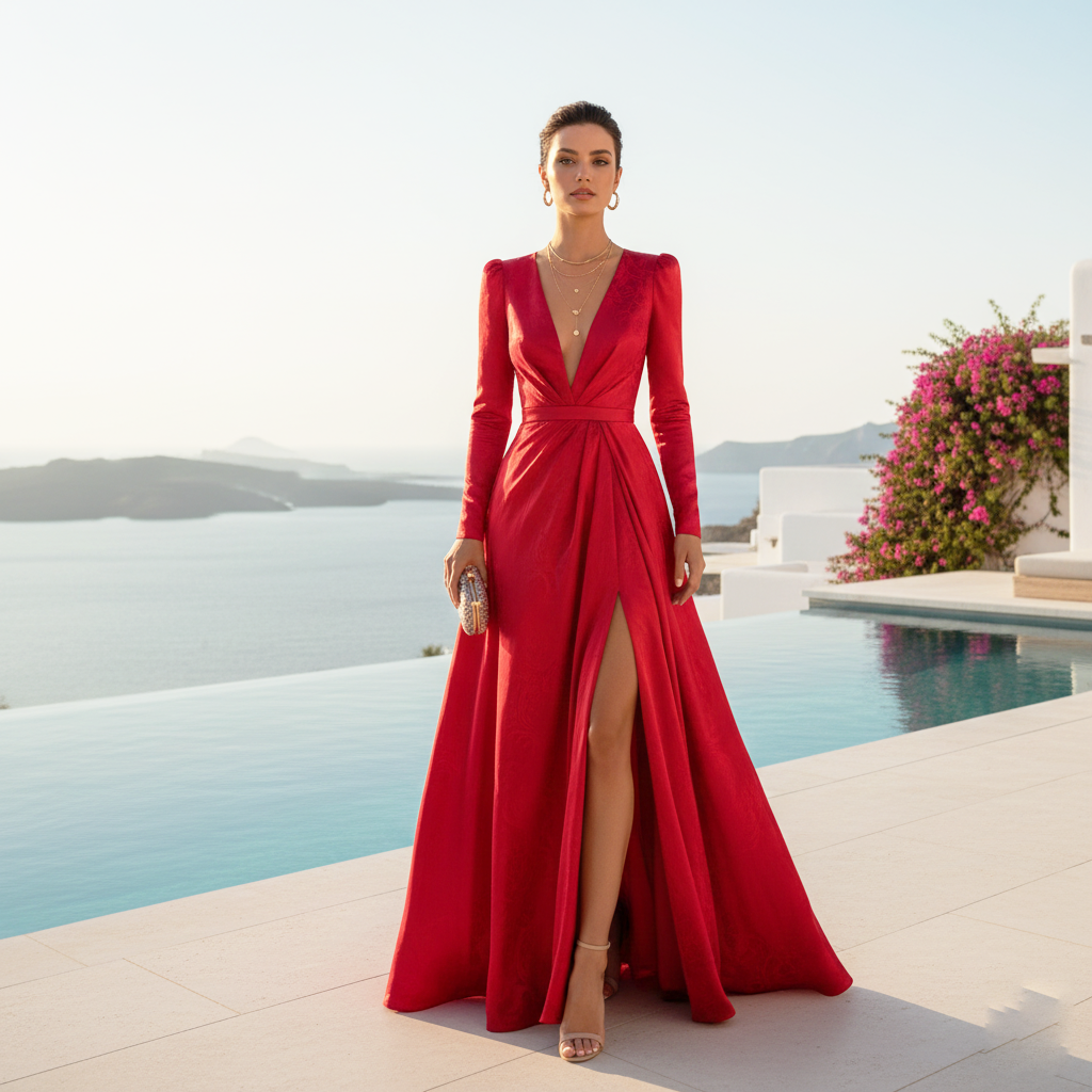Luxury Summer Fashion Red Dress
