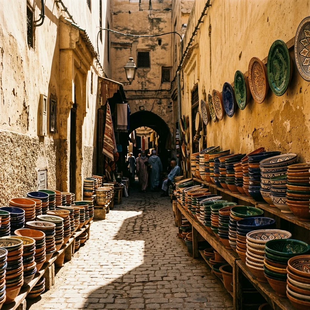 A pottery market in Fez