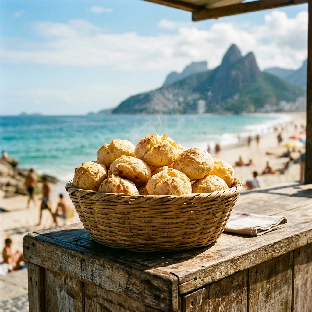 Fresh cheese bread at a beach stall