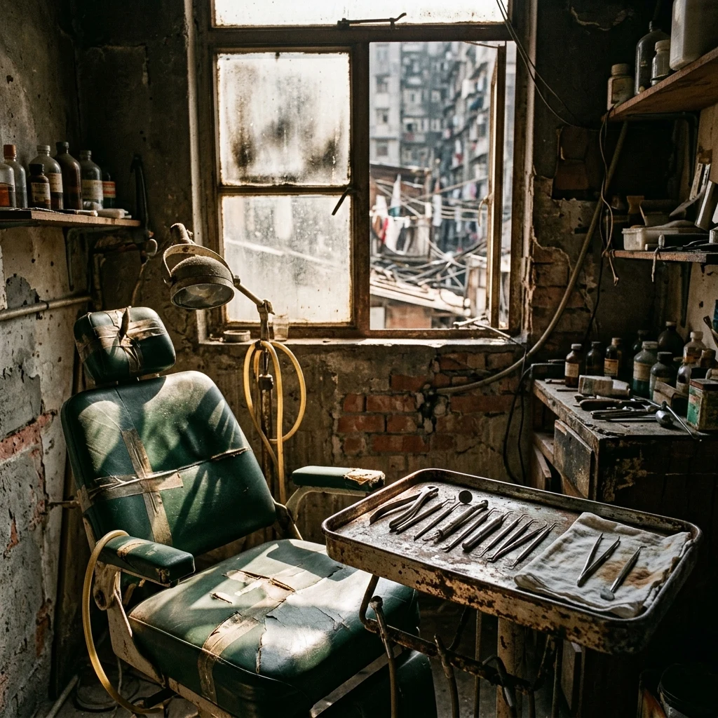Dental tools on a sunny rooftop