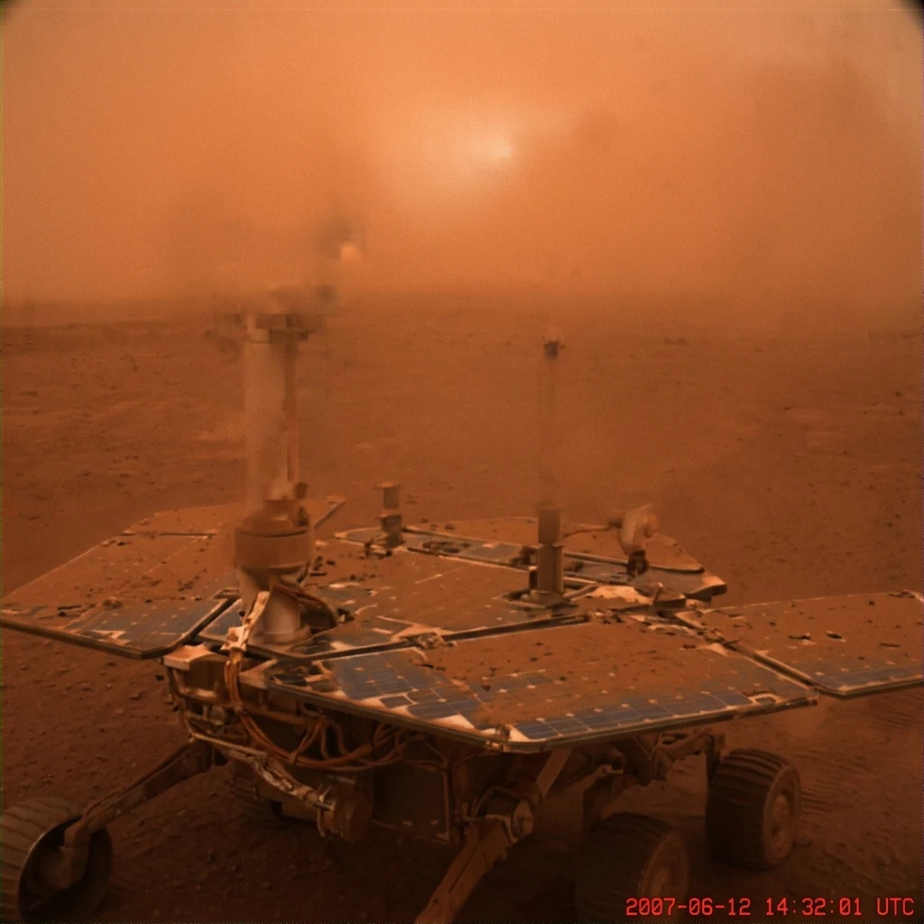 A Martian global dust storm from a rover camera