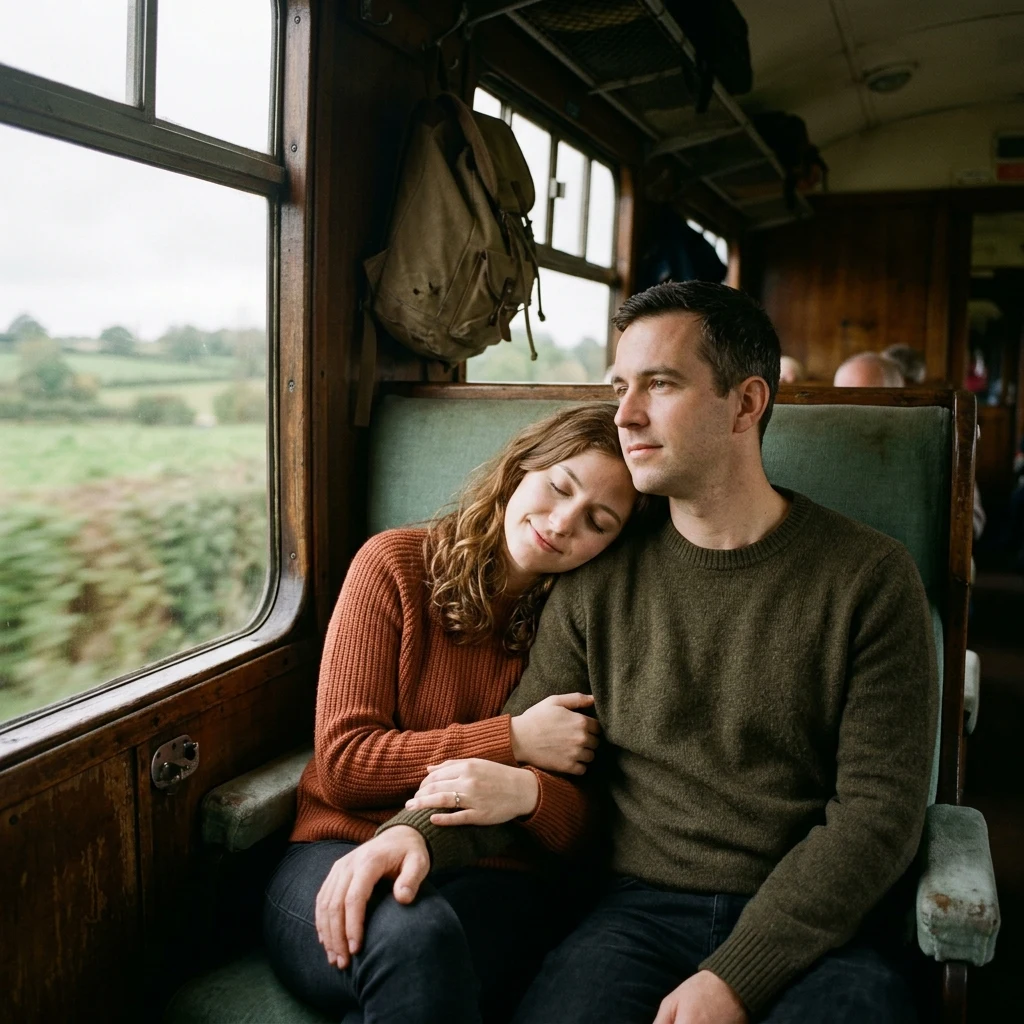 Quiet moment on a vintage train ride