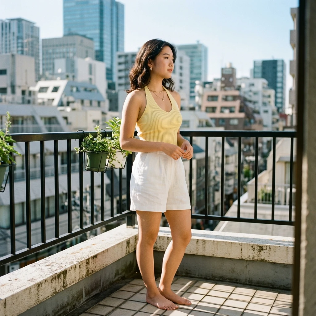 Sunny afternoon on a city balcony