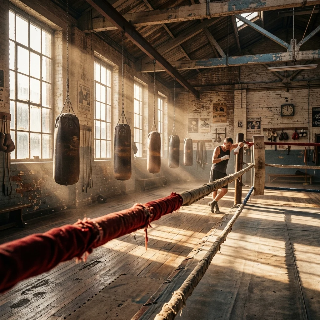 A boxing gym in late afternoon