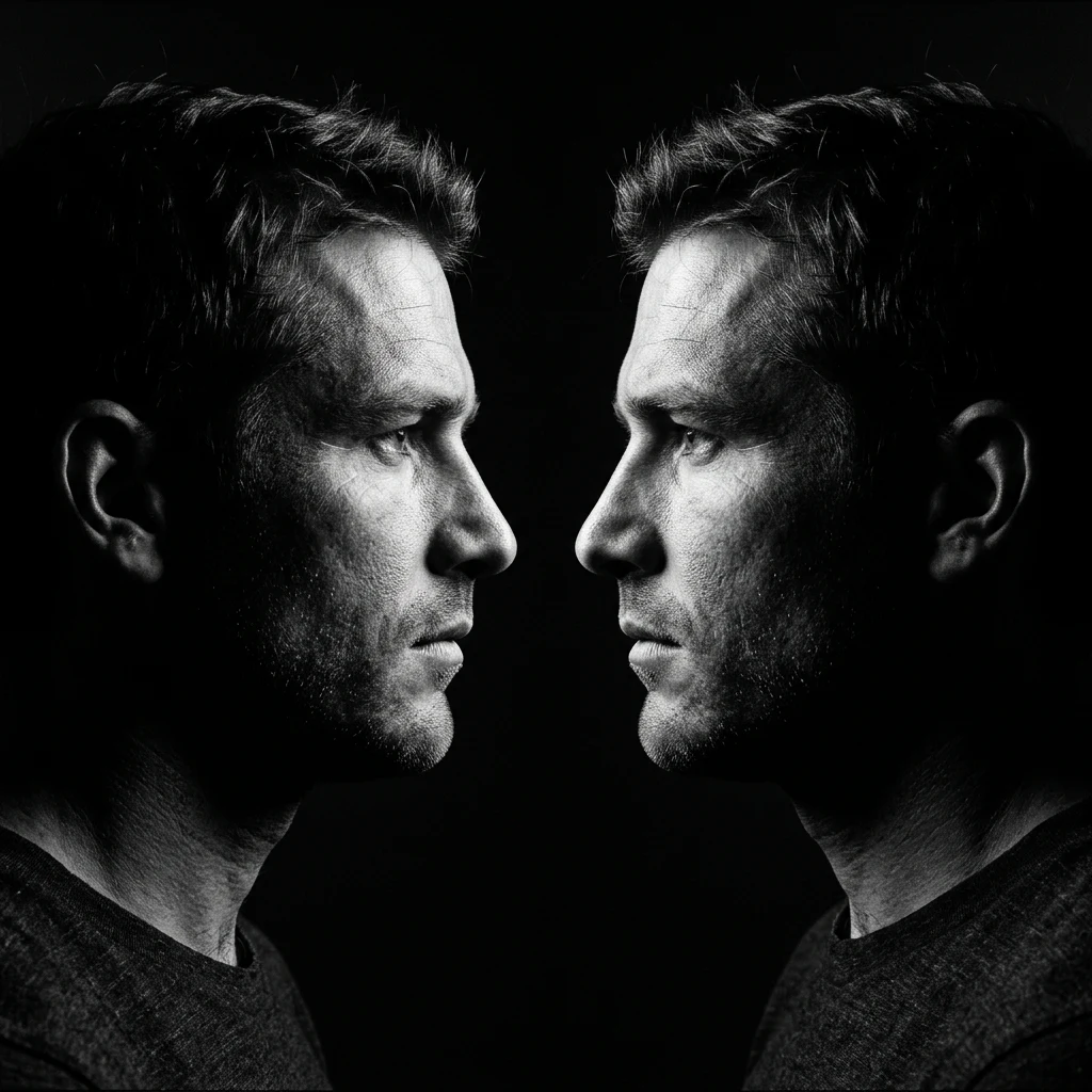 Dramatic studio portrait with high contrast lighting