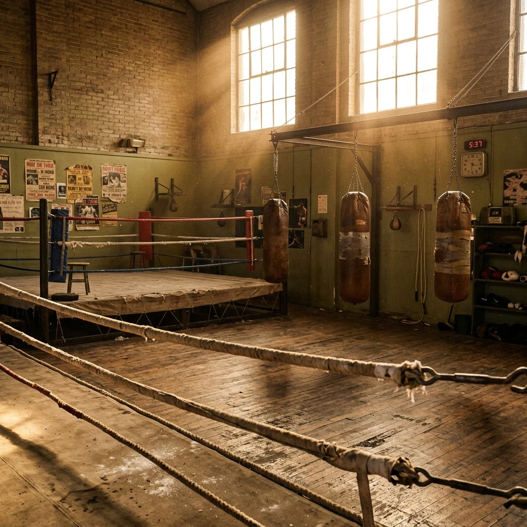 A boxing gym in late afternoon