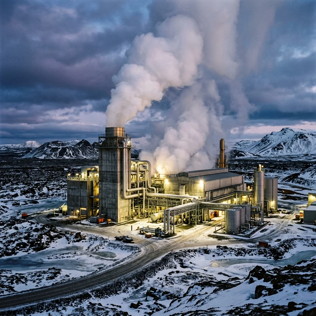 Power station in a snowy landscape