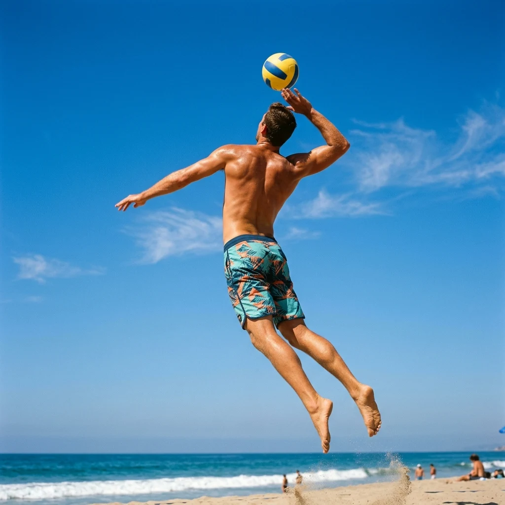 Athlete preparing for a jump serve
