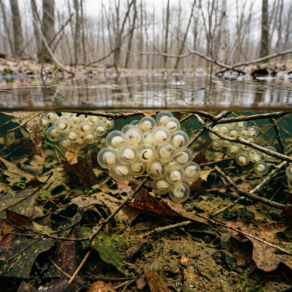 A vernal pool in leafless woods