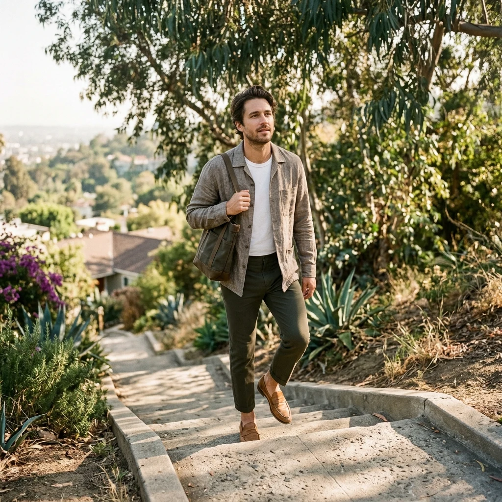 A man in a linen overshirt
