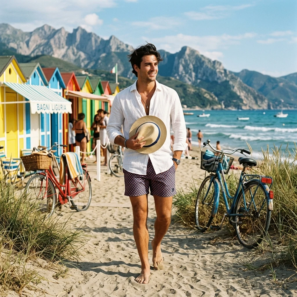 Summer stroll along a sunny Italian beach