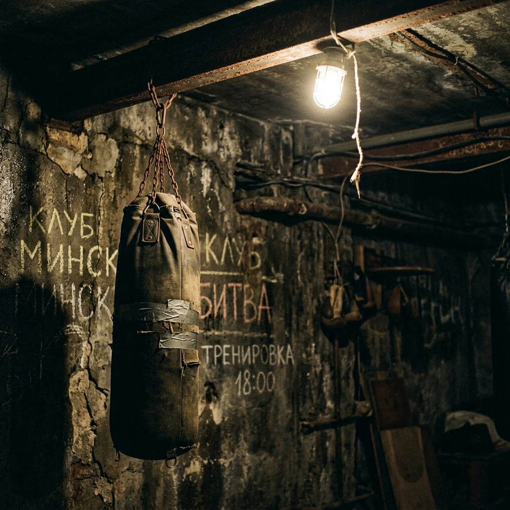 A secret basement boxing club in a post-industrial district of Minsk