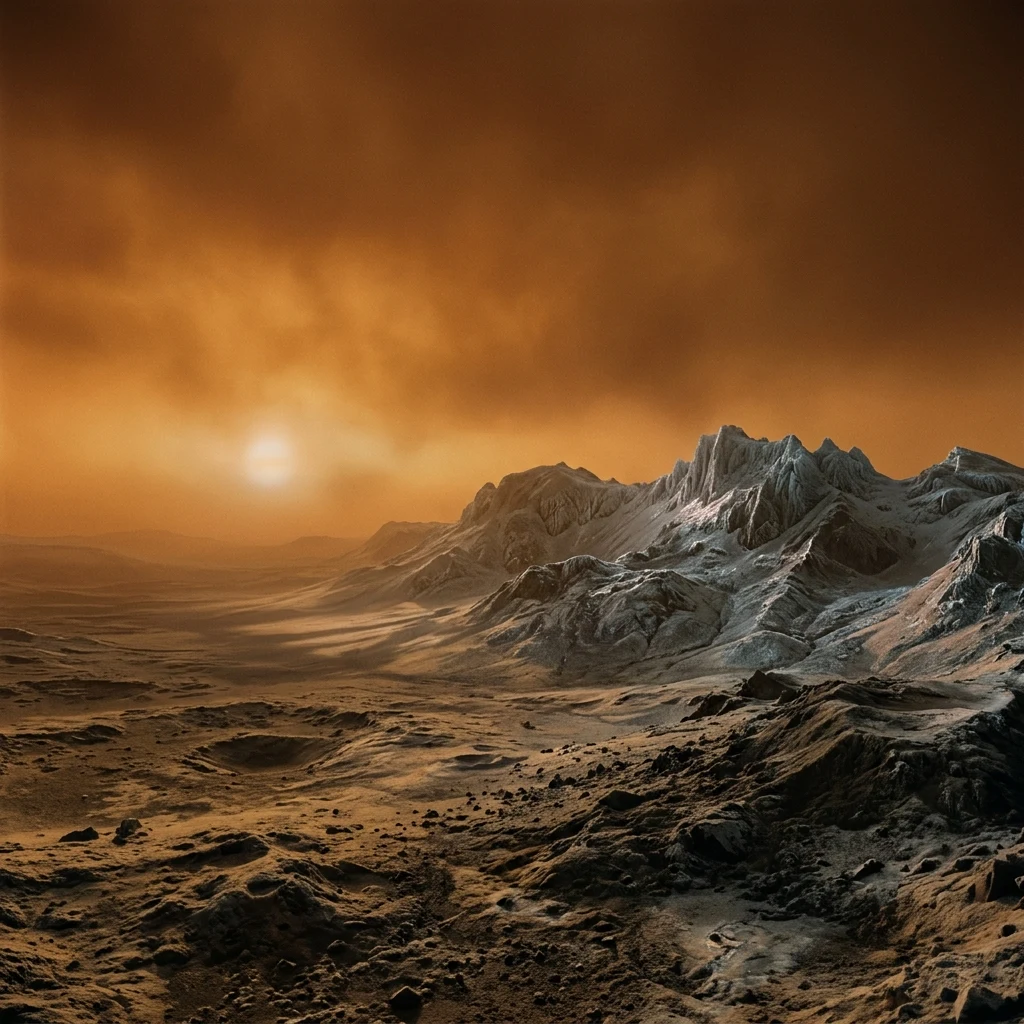 Icy hills on a distant alien moon