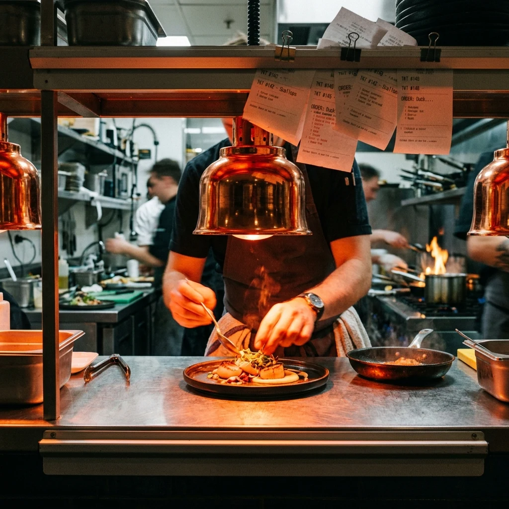 Busy kitchen during a dinner rush