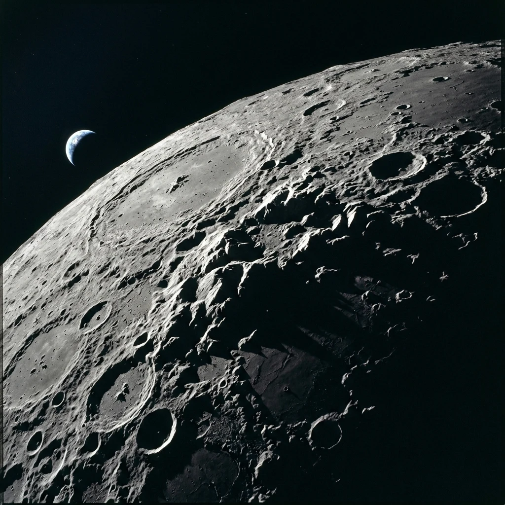 A low-orbit vista looking along the curved
