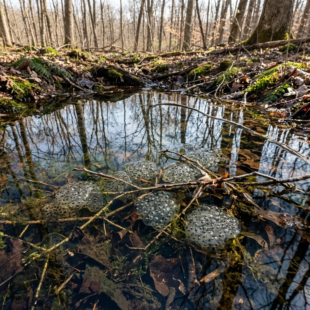 A vernal pool in leafless woods