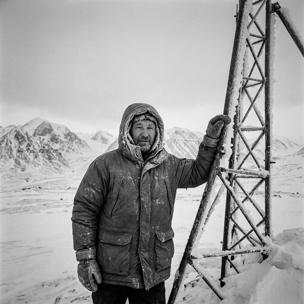 Person standing in a frozen landscape