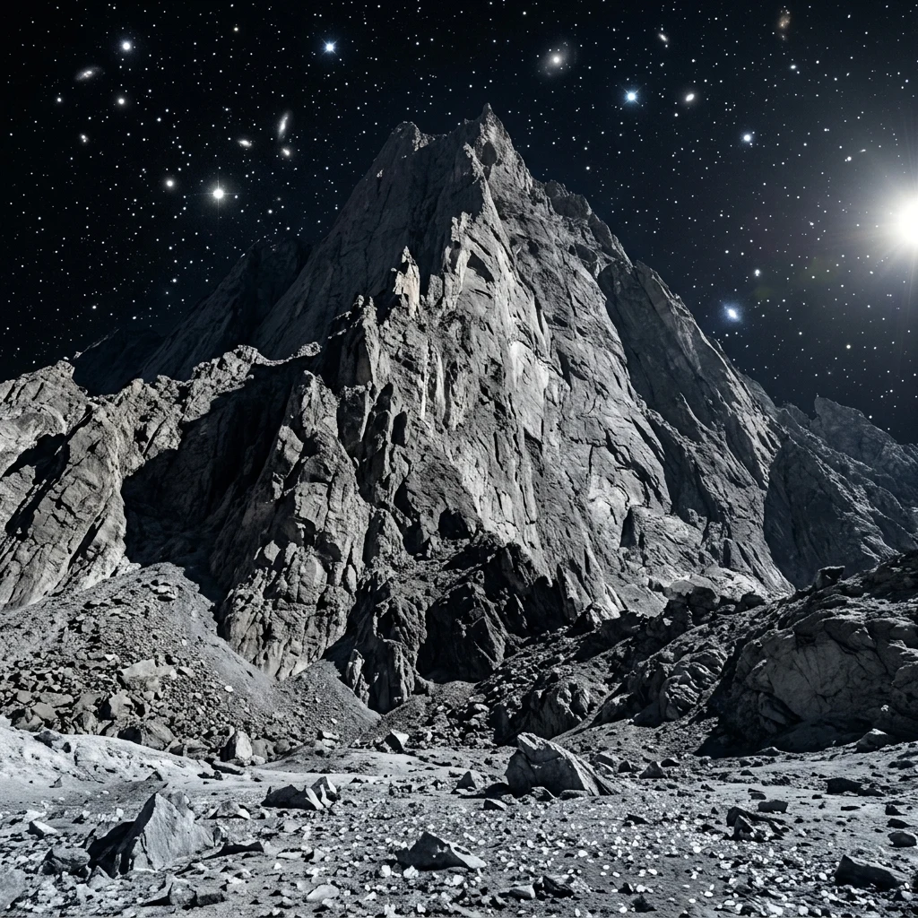 Jagged mountain peak under a starry sky
