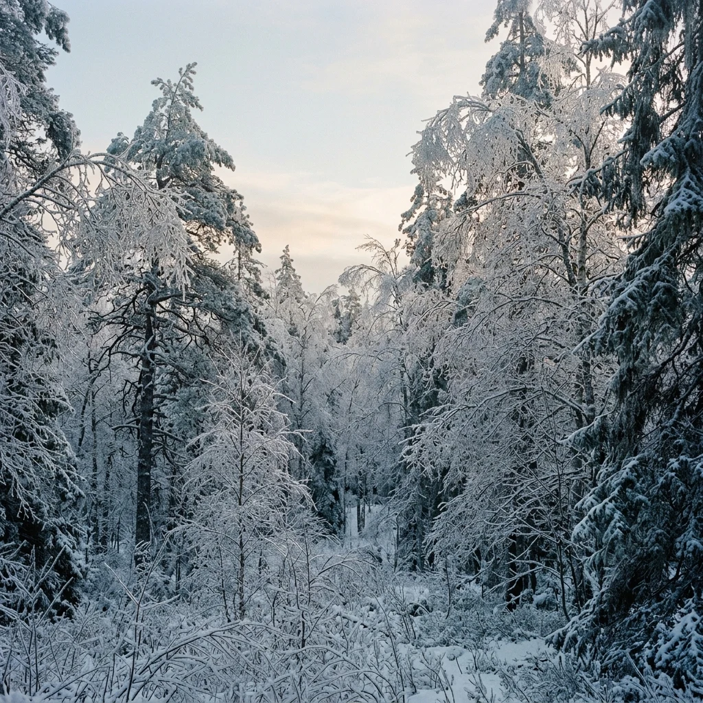 An ancient boreal forest after an ice storm