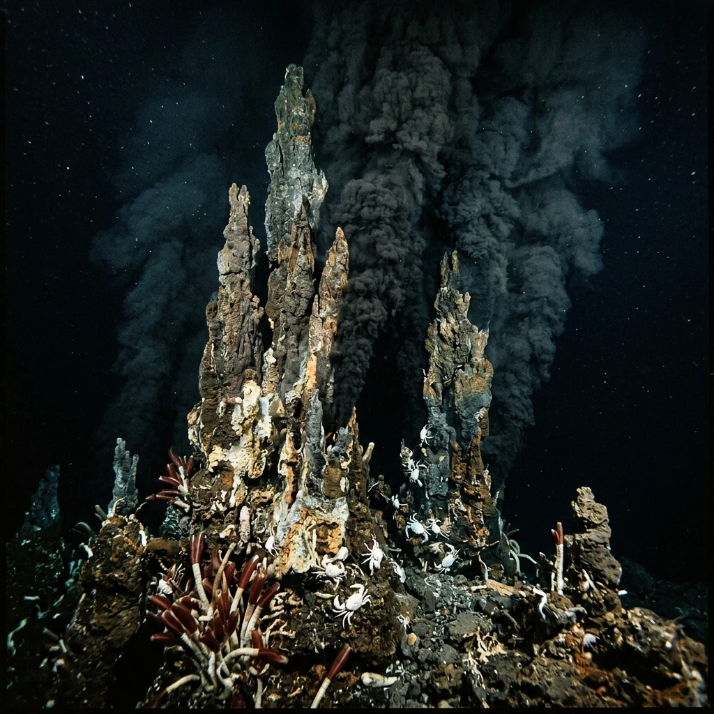 Deep sea hydrothermal vents on the ocean floor