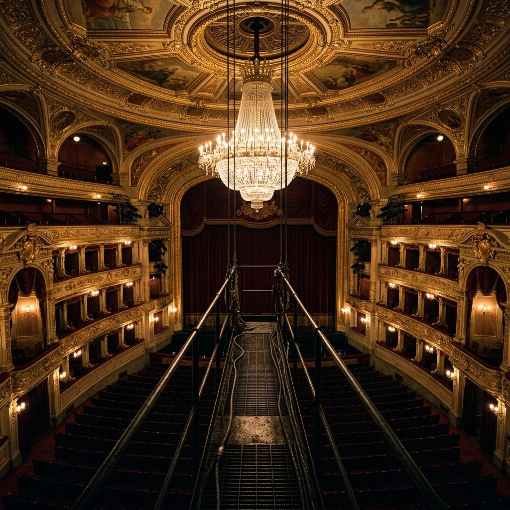 Empty opera house viewed from the catwalk