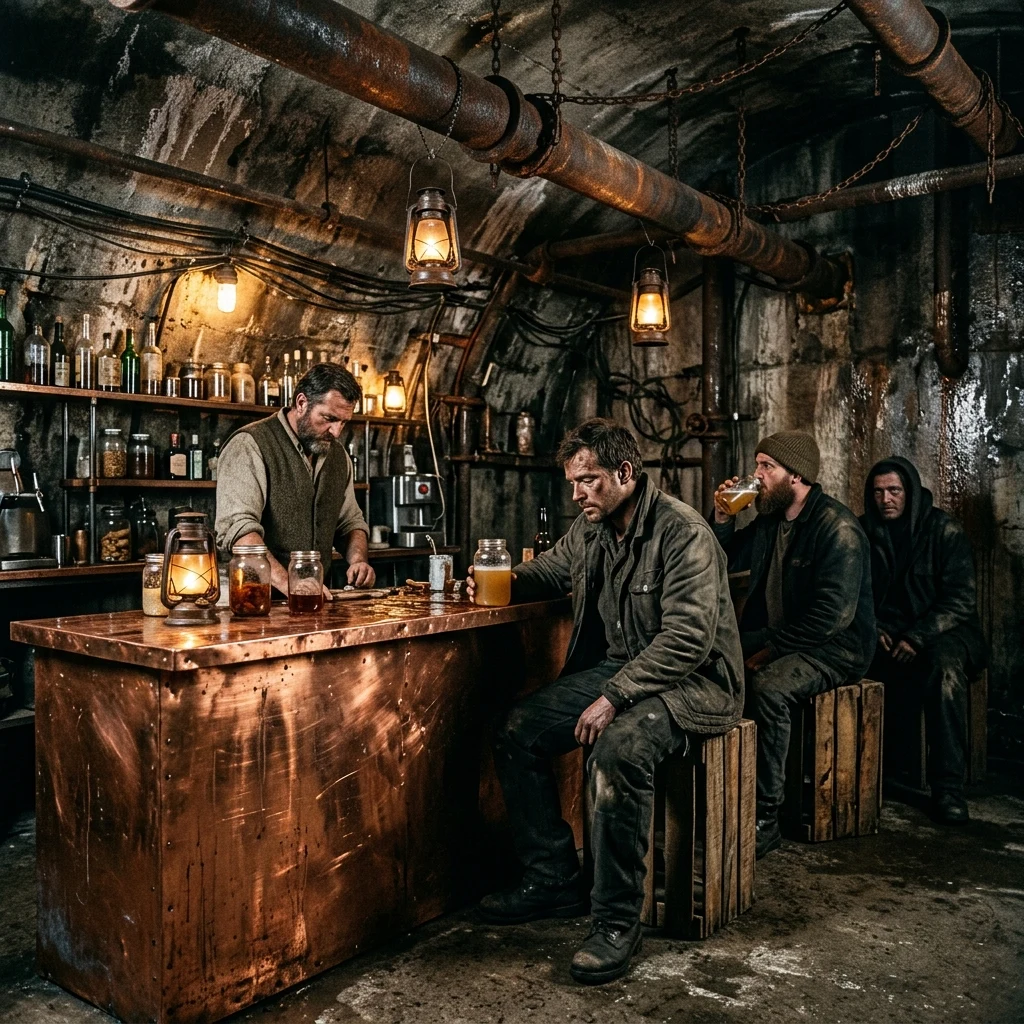 A makeshift subterranean bar built inside a disused subterranean vault