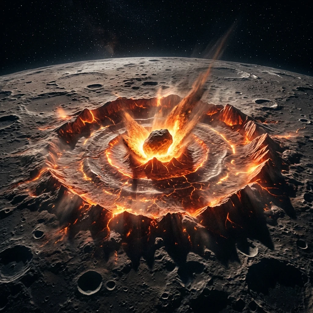 A scientific diagram showing the shockwave dynamics of the massive asteroid impact that…