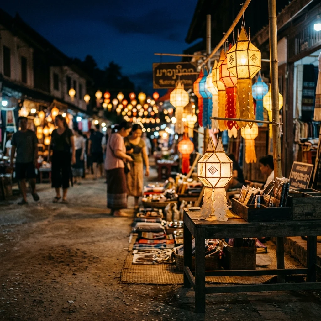 A night night market in Luang Prabang