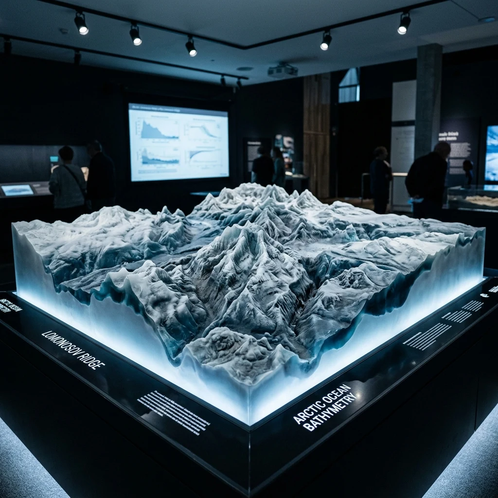 A bathymetric model of the Lomonosov Ridge spanning across the Arctic Ocean floor