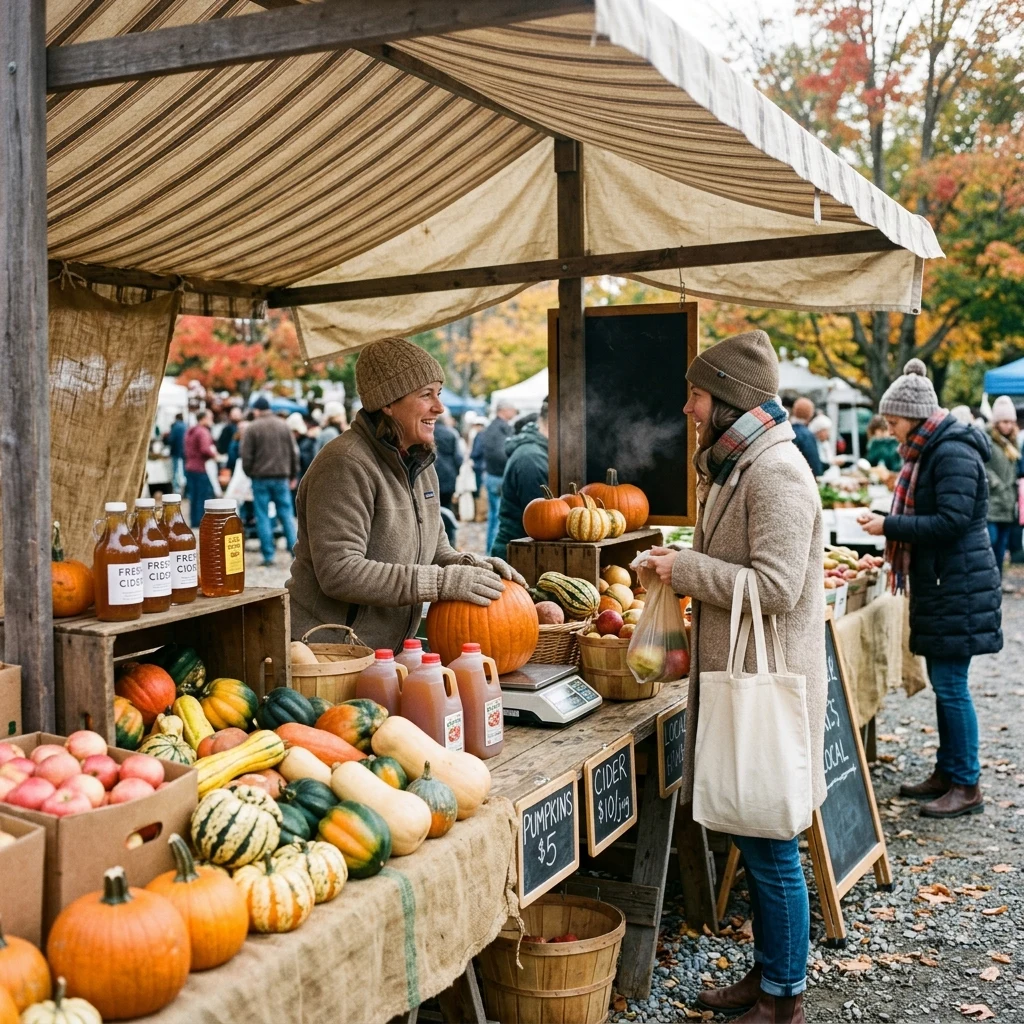 Autumn harvest market on a crisp morning