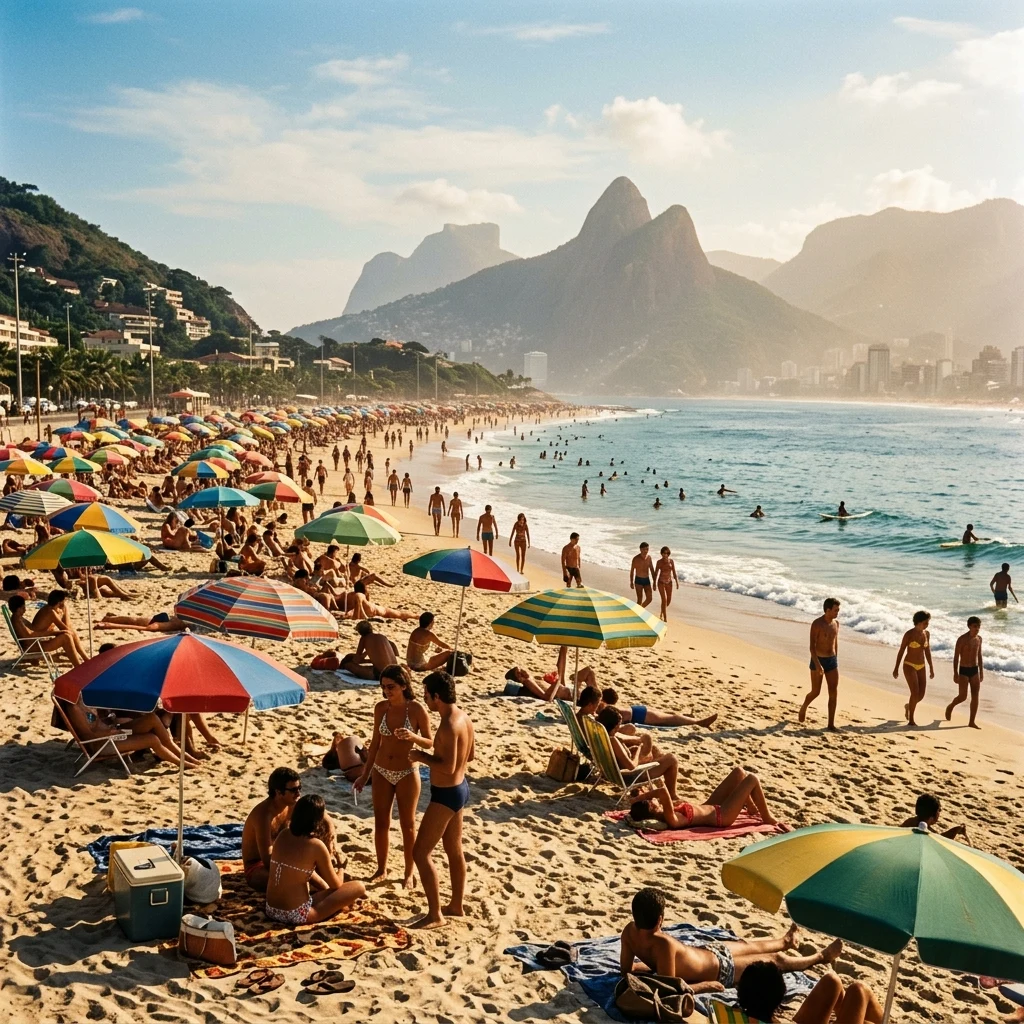 A 1970s Rio de Janeiro beach scene on Kodachrome