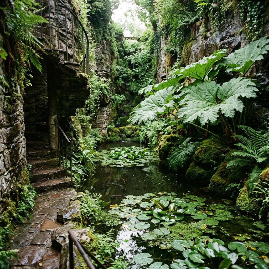 Hidden garden sanctuary with a koi pond