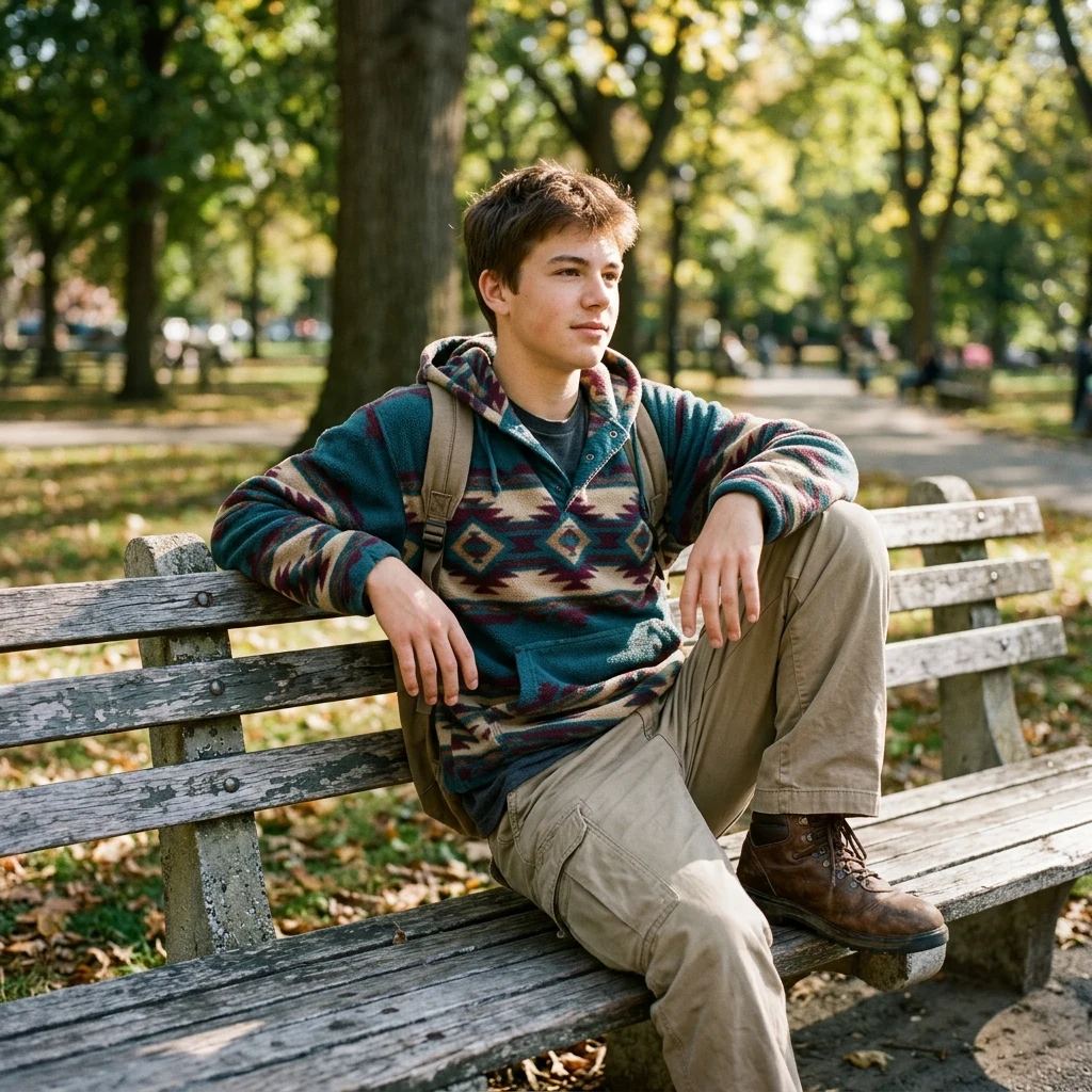 Person resting on a park bench