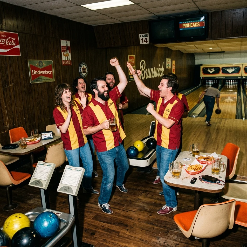 A midnight bowling league match
