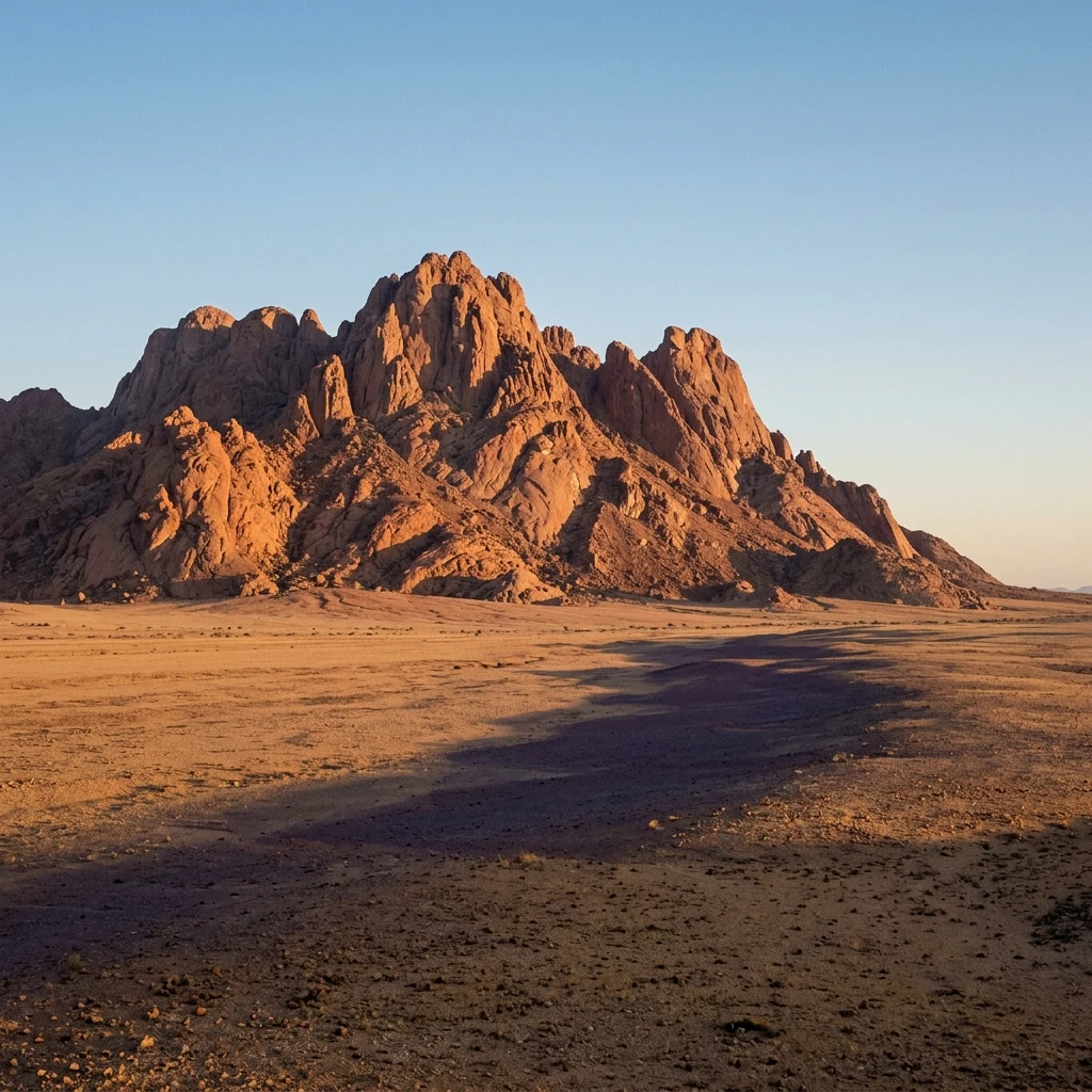 Massive red rock mountain in the desert