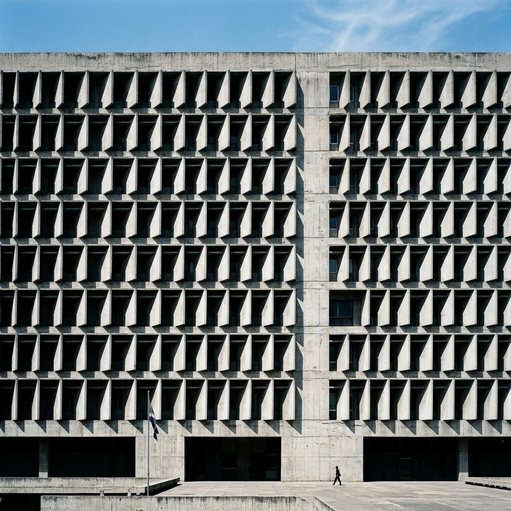 Geometric shadows on a concrete building
