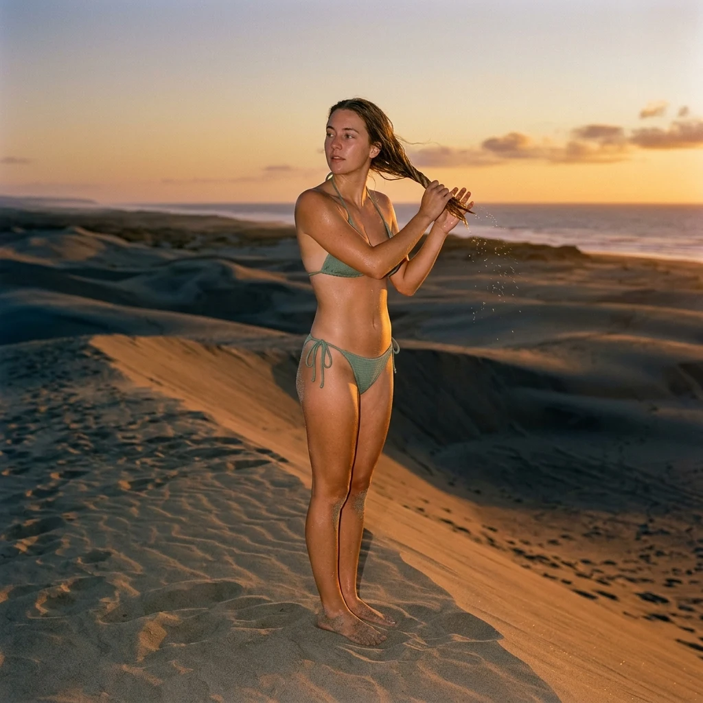 Golden hour on a coastal sand dune