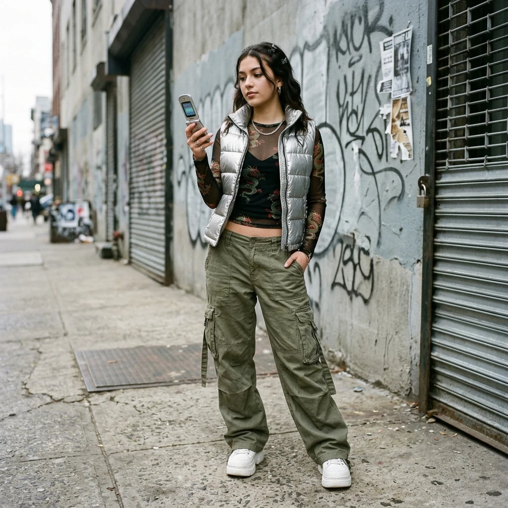 Street style on a city sidewalk