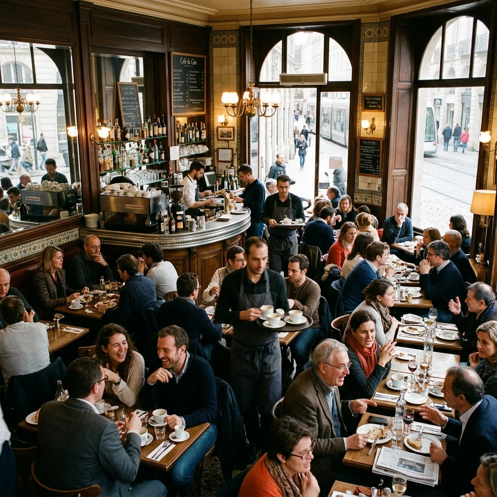 The first warm day of the year on a café street