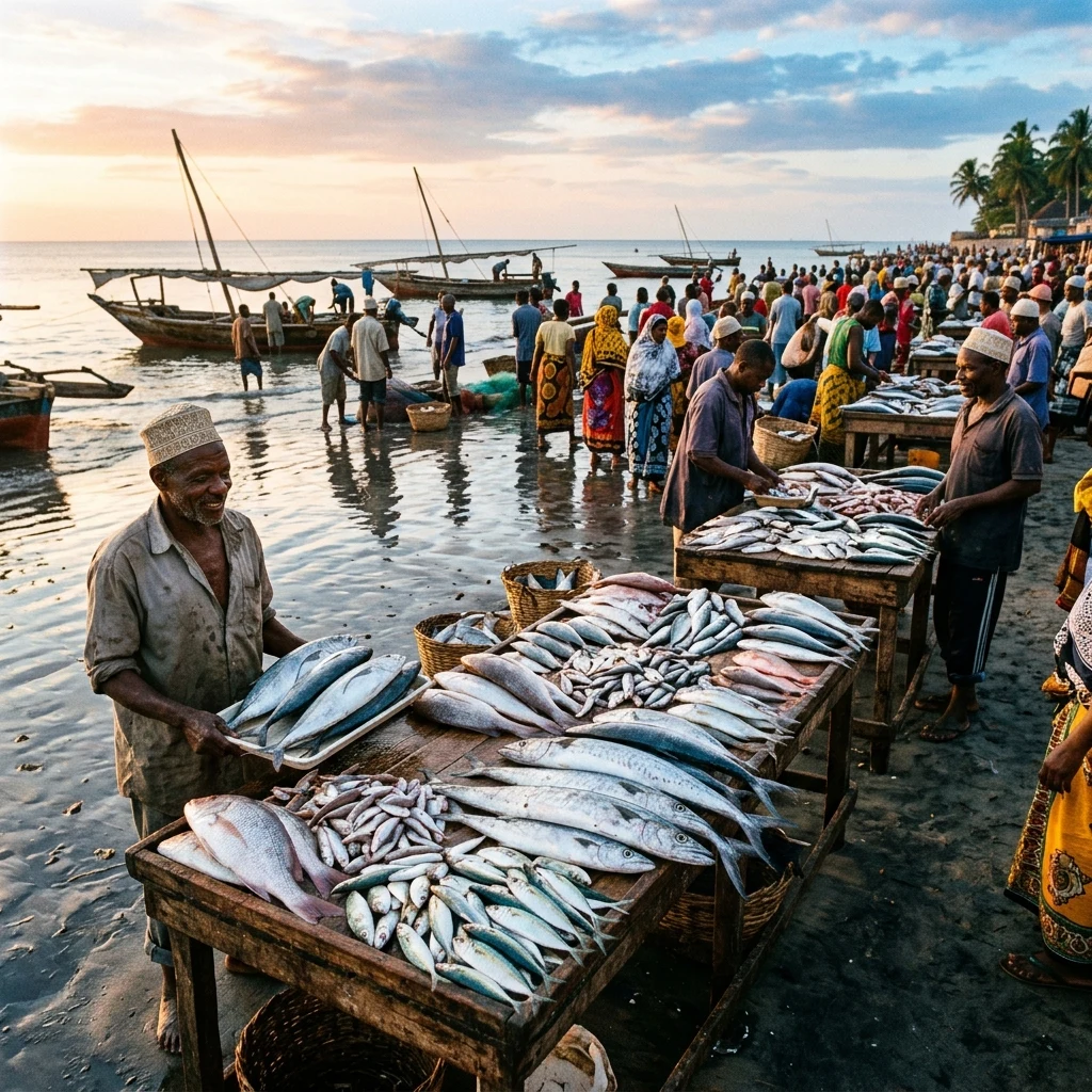 A fish market in Stone Town