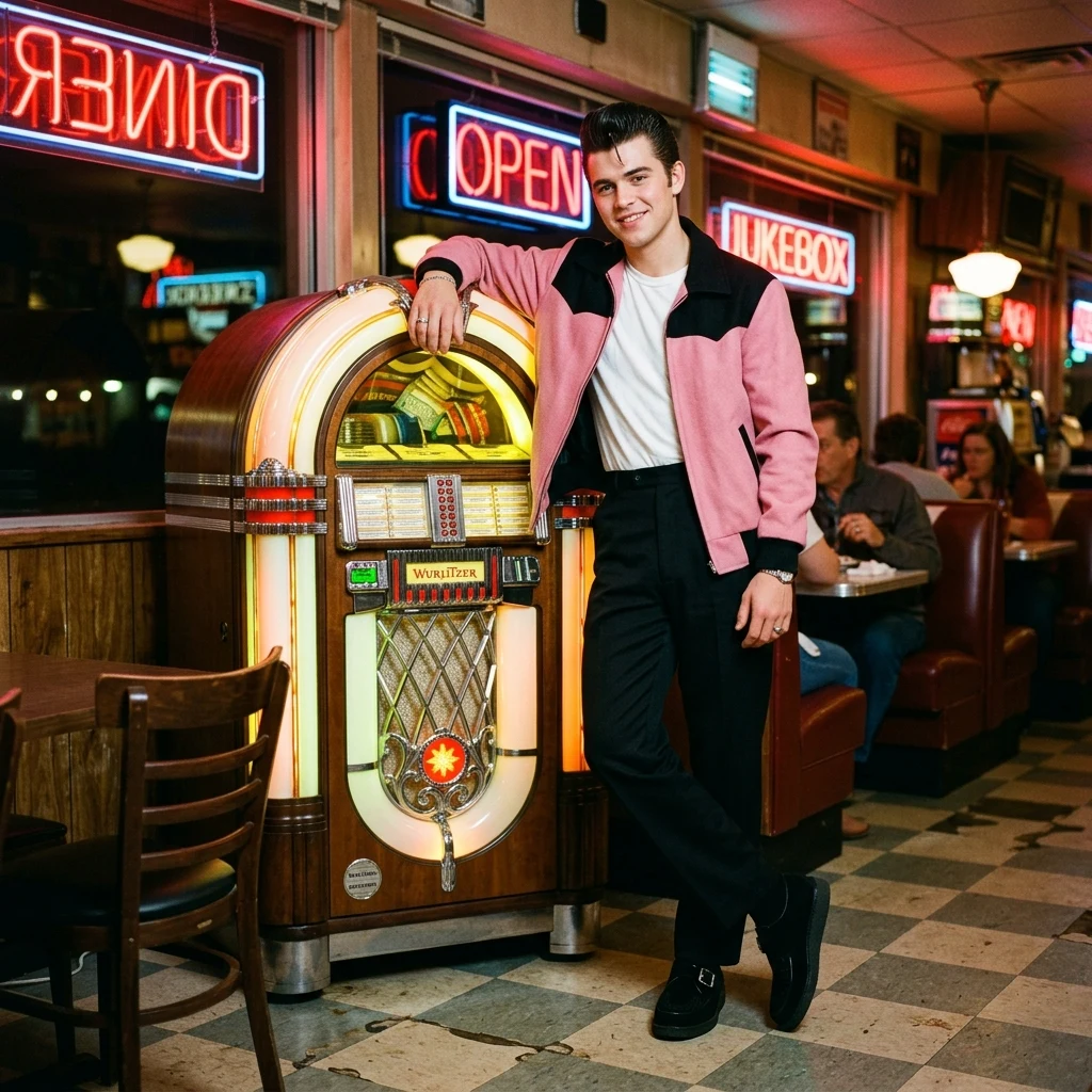 Stylish person in a vintage diner