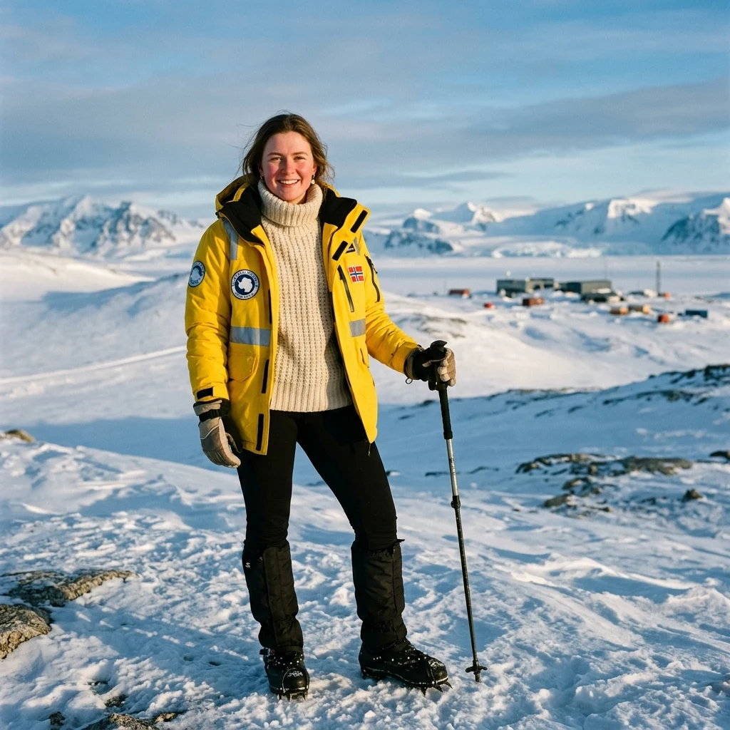 Bright arctic gear in a snowy landscape