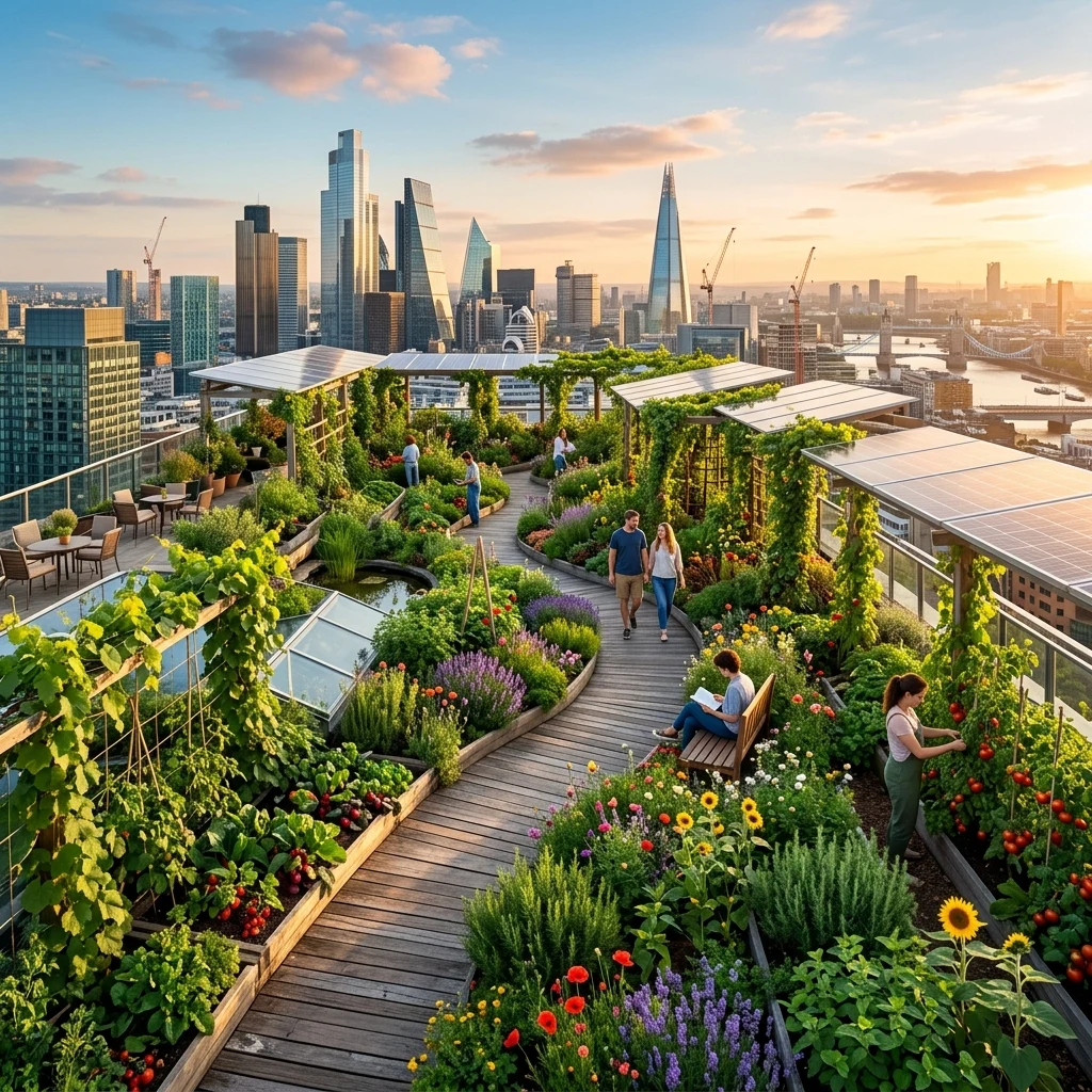 Solar punk rooftop garden