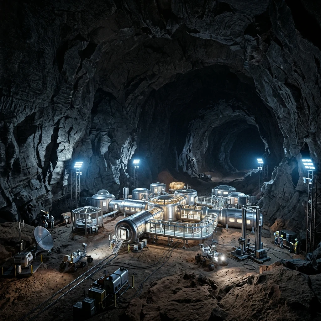 Research station inside a lava tube