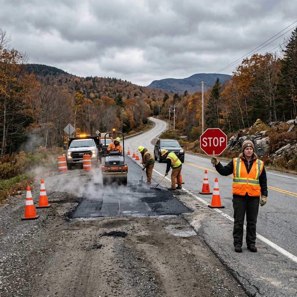 Road crew working on a highway