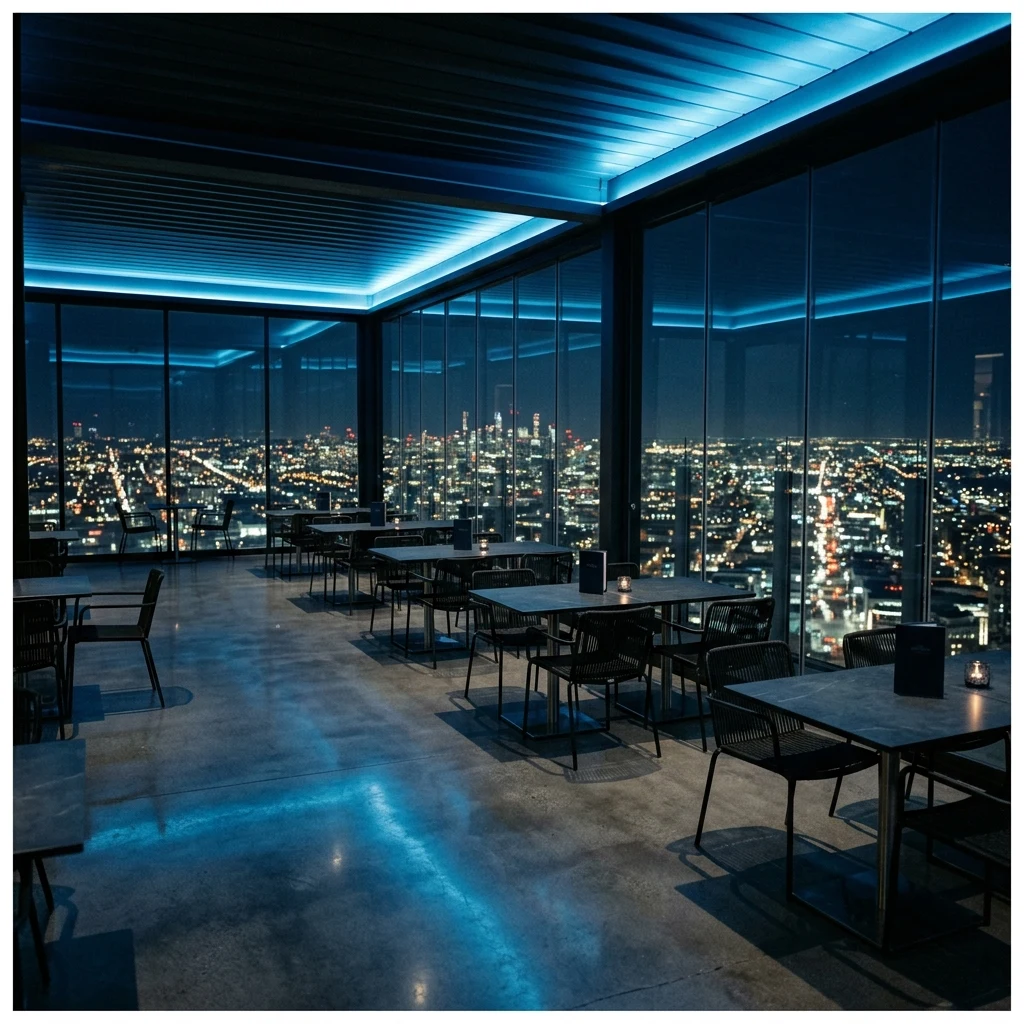 A silent high-rise pool lounge